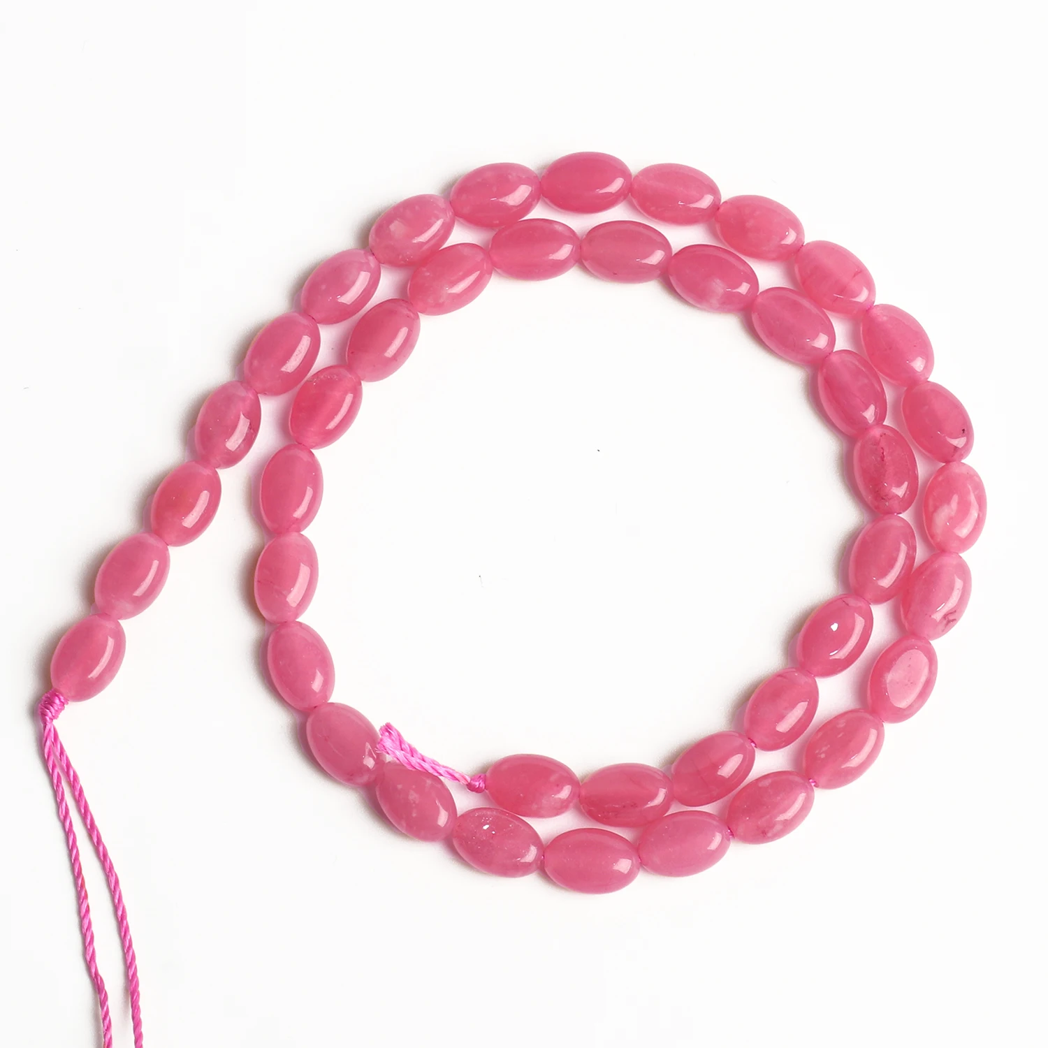 9x6mm Oval Shape Pink Chalcedony Jade Beads Natural Stone Loose Smooth Beads for Jewelry Making DIY Charms Bracelet Accessories