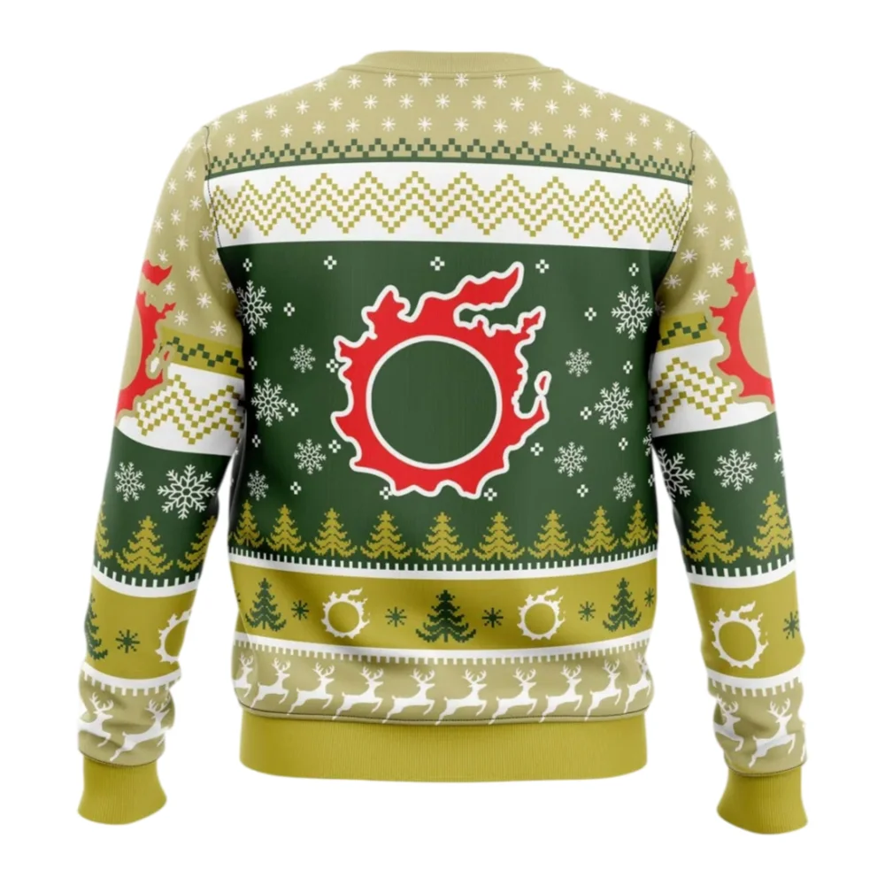 Christmas Fantasy Final XIV Allover Print Adult Kids Ugly Christmas Sweatshirt Casual Relaxed-Fit Soft Family Autumn Winter Gift