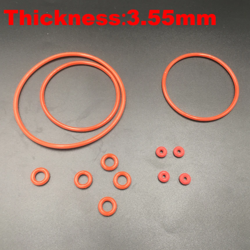 

20pcs 56x3.55 56*3.55 58x3.55 58*3.55 60x3.55 60*3.55 (ID*Thickness) Food Grade Red Silicone Oil Seal O Ring O-Ring Gasket