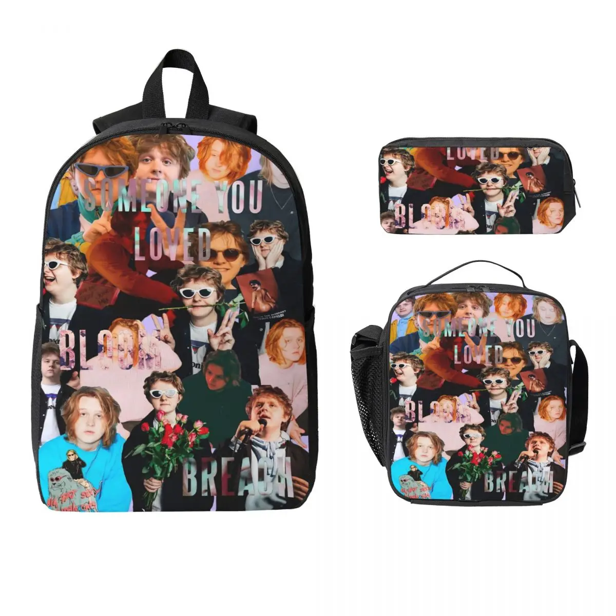 3Pcs Lewis Capaldi Tour 2026 Backpack Set for Kids Pencil Boxes Bookbag Sets with Lunch Box For School Students Daypack