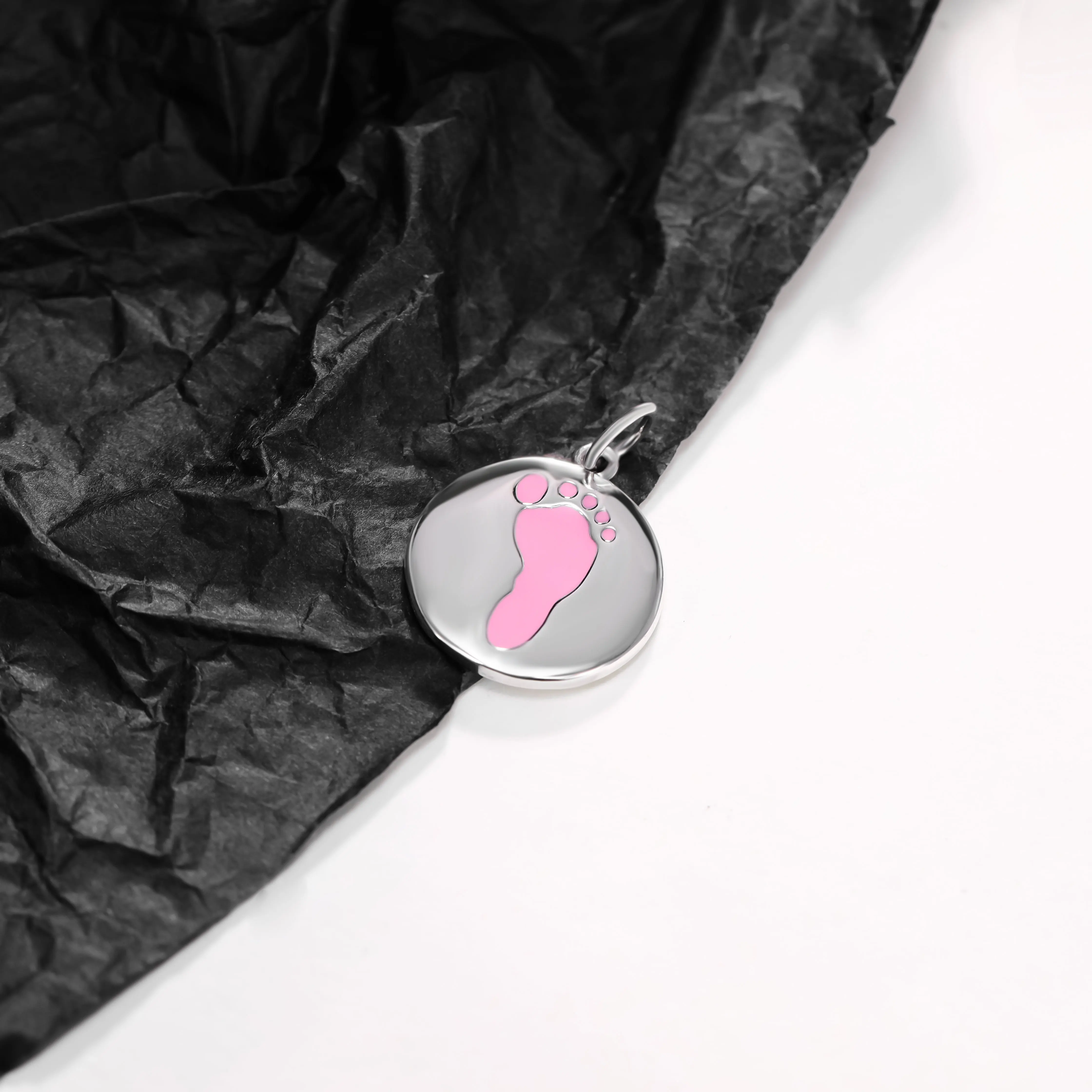 

DJ033P genuine 925 sterling silver exquisite fashion DIY silver jewelry red enamel footprint pendant