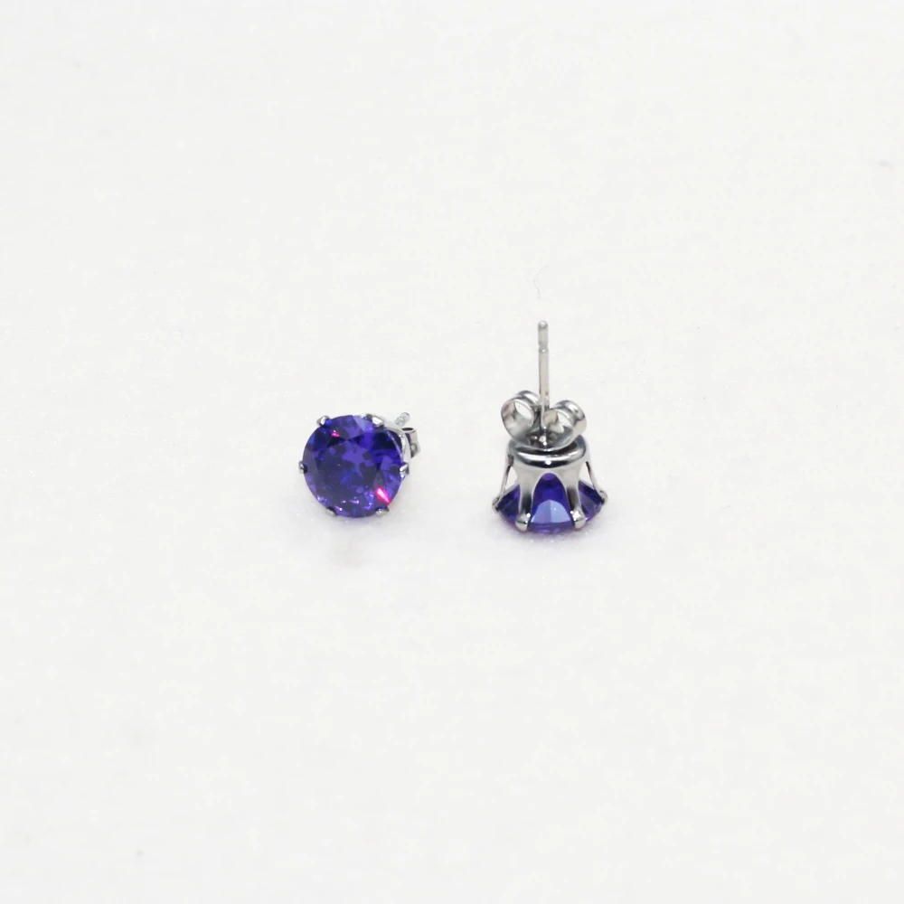 Edelstahl-Ohrstecker 8mm rund Bunte AAA Zirkon-Schmuckstücke Allergiefrei – Detail 6