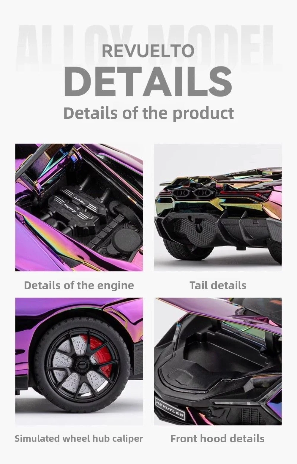 1: 24 نموذج مطلي بالرش، سيارة رياضية فائقة مصنوعة من خليط معدني، لعبة تمثال السيارة