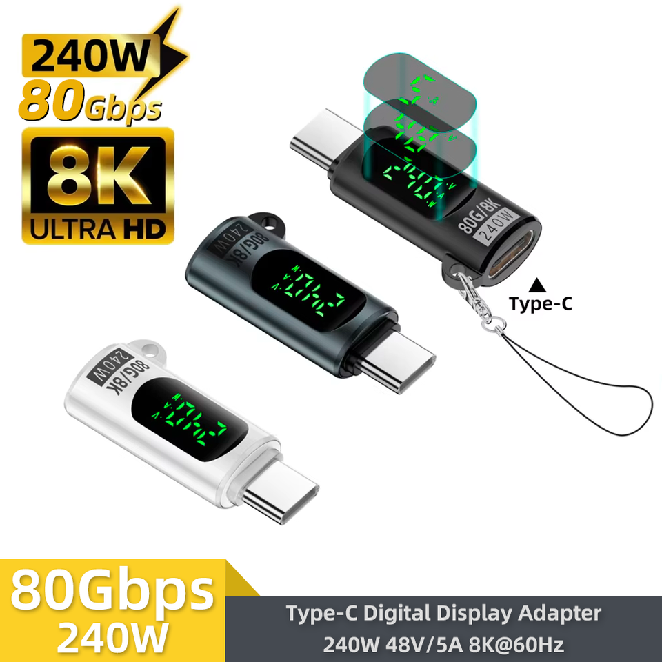 PD 240W LED display USB 4.0 80Gbps Type C to Type C OTG adapter 8K@60Hz fast charging cable for iPhone Mac Mini Huawei Macbook