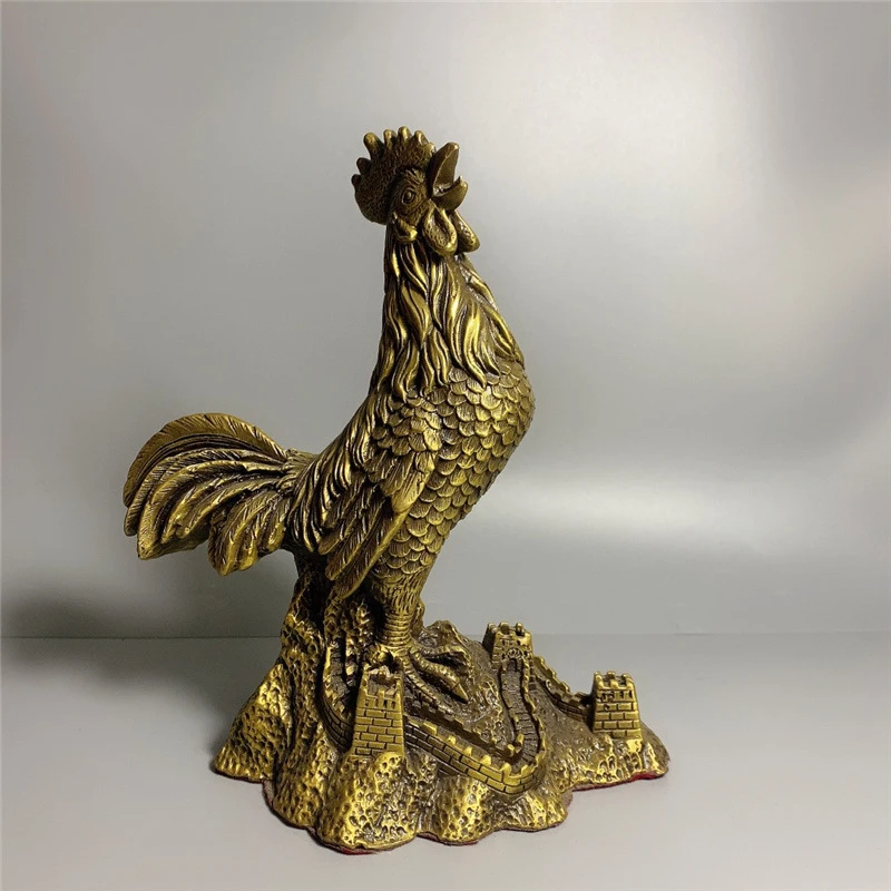Brass ornament, copper rooster, golden , Great Wall chicken, home living room craft decoration