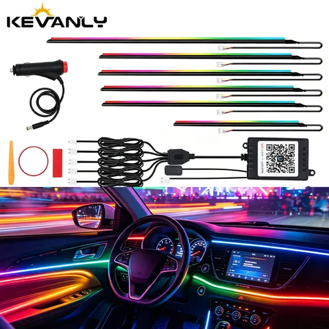 5/6/9/10in1 Symphony Car Ambient Light Interior Acrylic Guide LED Strip Light Cigarette Decoration Atmosphere Lamp APP Control