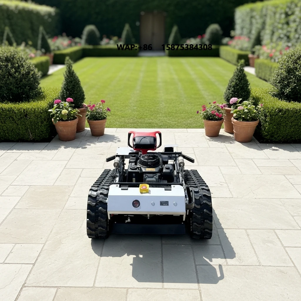 Professional Cordless 4-Stroke 9HP  Self Propelled Remote Control Lawn Mower Tracked Slope Mower 500mm Cutting Width RC