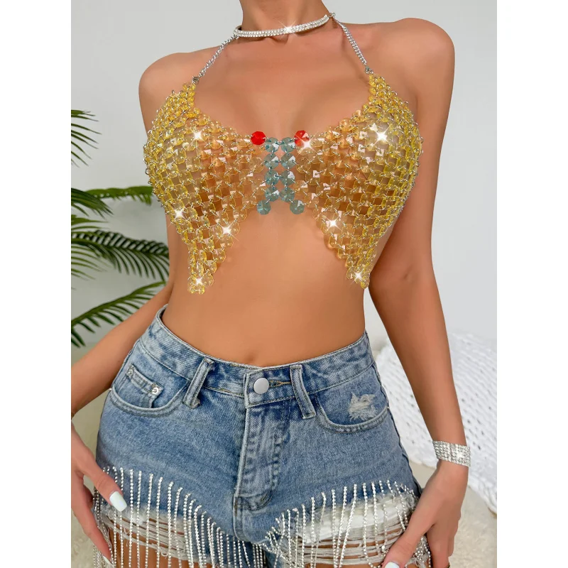 

Украшения для тела Женская цепочка на грудь Сексуальная цепочка для бюстгальтера-бикини День рождения Танцевальные украшения для тела Другие цвета могут быть настроены.