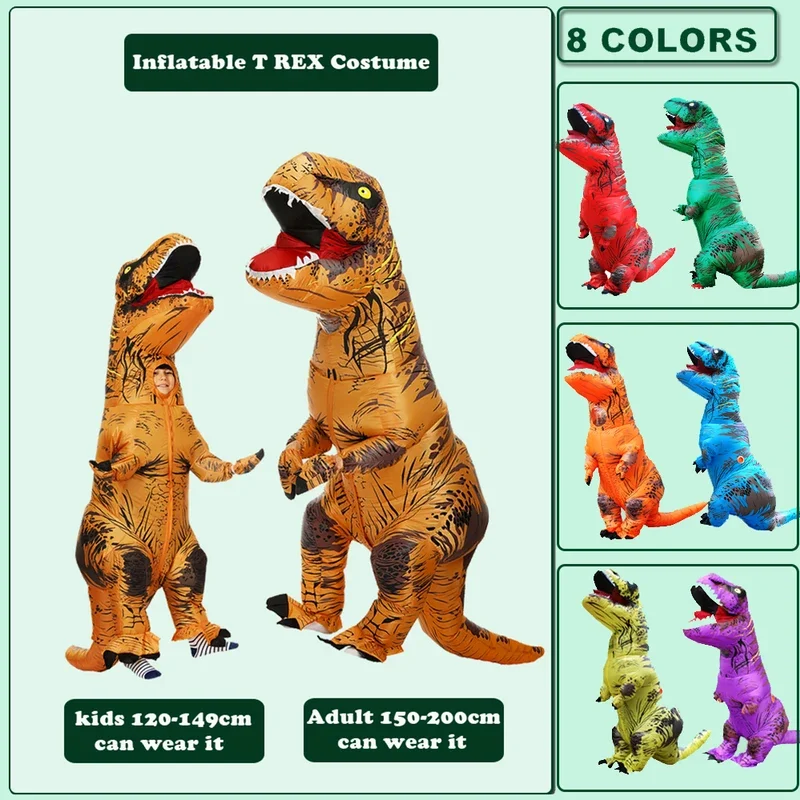 T-Rex-大人と子供のためのインフレータブル恐竜コスプレコスチューム,ファンシースーツ,パジャマ,漫画のアニメドレス,プリム,ハロウィーンパーティー,トレンディ