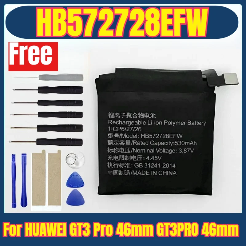 

High Quality New for HUAWEI GT3 Pro 46mm GT3PRO 46mm HB572728EFW Battery + Free Tool