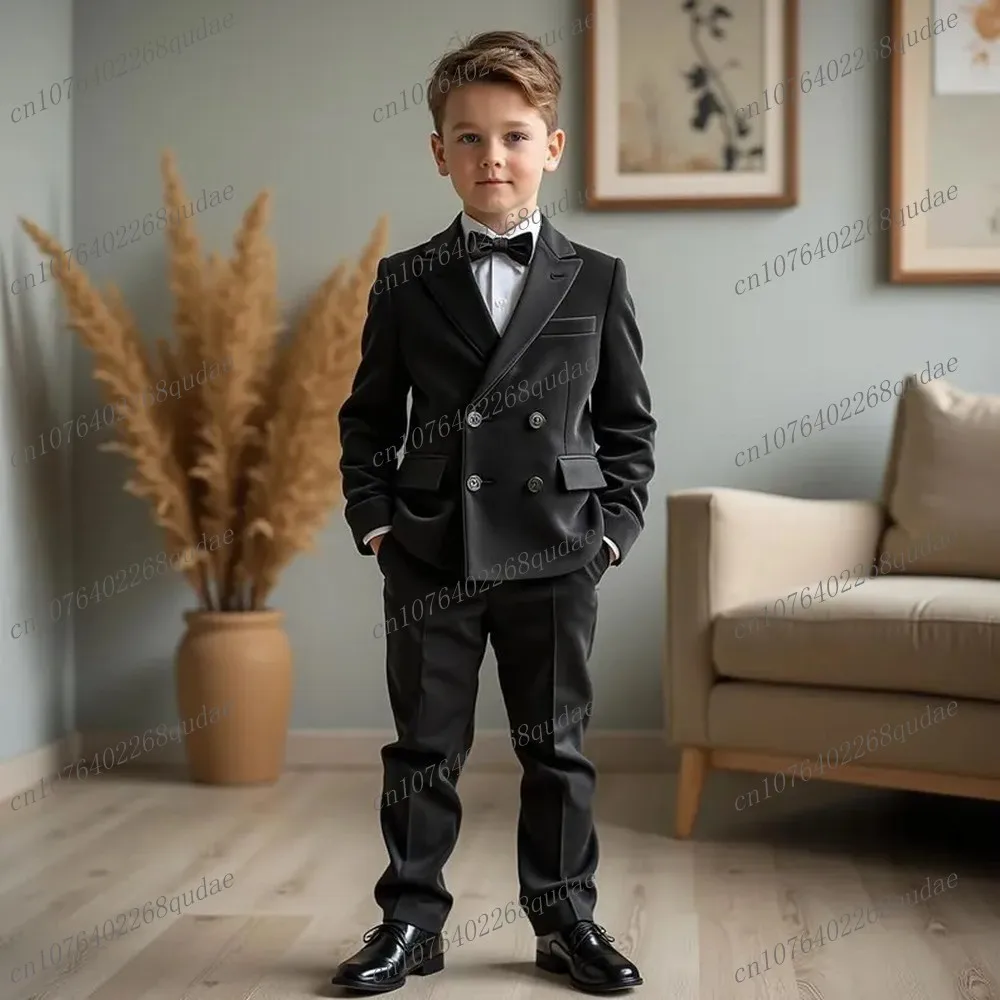 Dostosuj Szary Welurowy Garnitur Chłopięcy Elegancki Smoking Dziecięcy Ubrania dla Maluchów Strój Chłopięcy Zestaw 2-częściowy Marynarka Spodnie