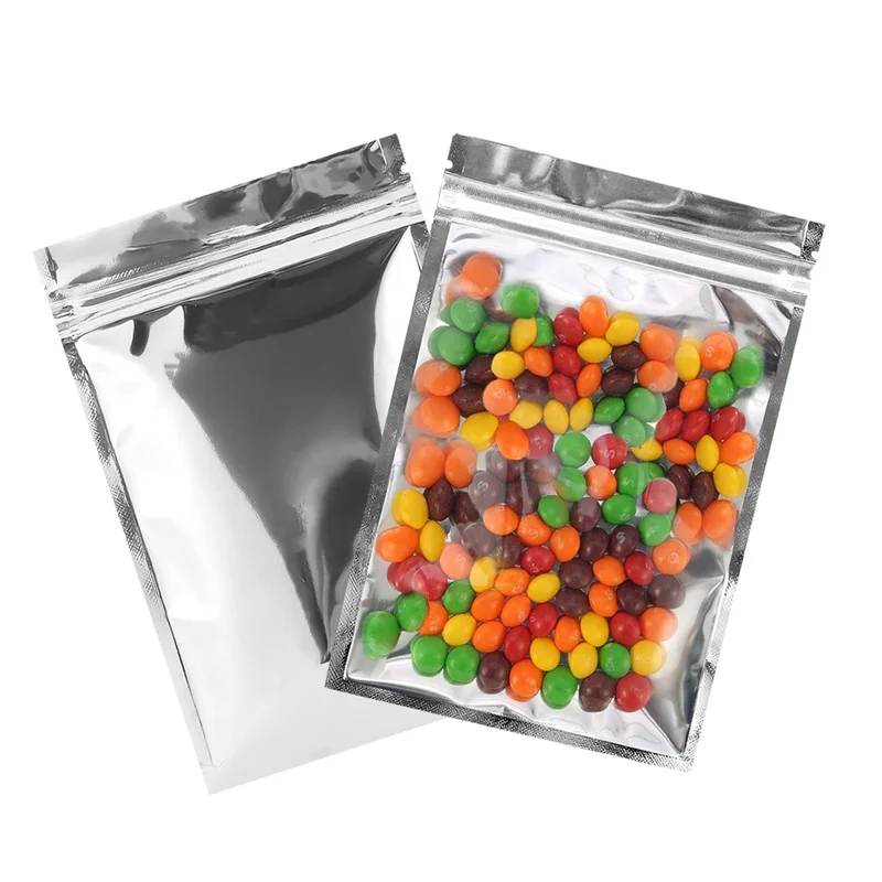 

2000Pcs/Lot Resealable Mylar Bags Smell Proof Ziplock Bag Heat Seal Packaging Foil Food Bags Sealable Large Front Clear Plastic