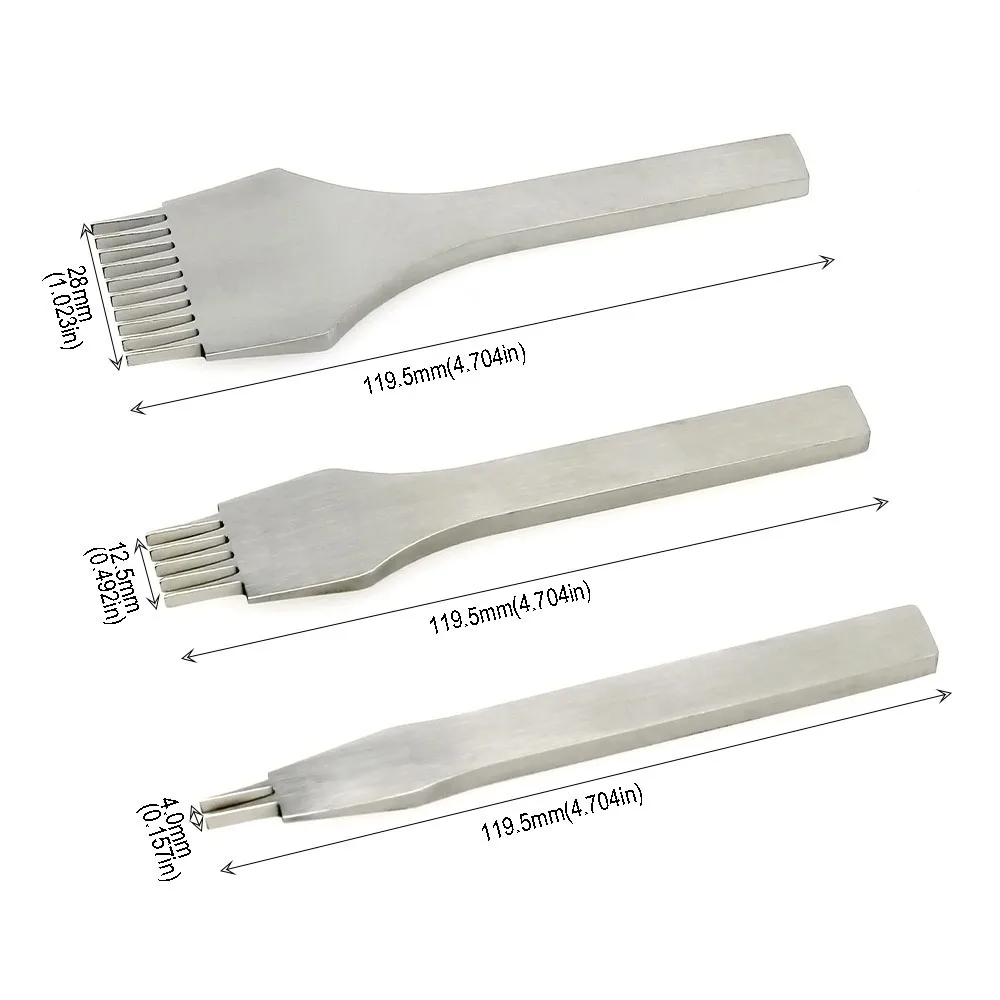 1Set Leather Oblique Flat Cutting 2.7/3.0/3.38/3.85mm Tooth Pitch High-end Mirror Polishing Handmade DIY Leather Punching Tool