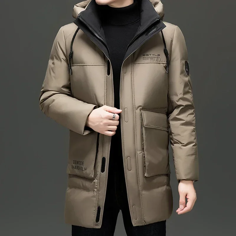 Men's Winter Down Jacket Designer Clothes Men Duck Down Padding Long Sleeve Hooded Jackets Heated Jacket Men Male Coat