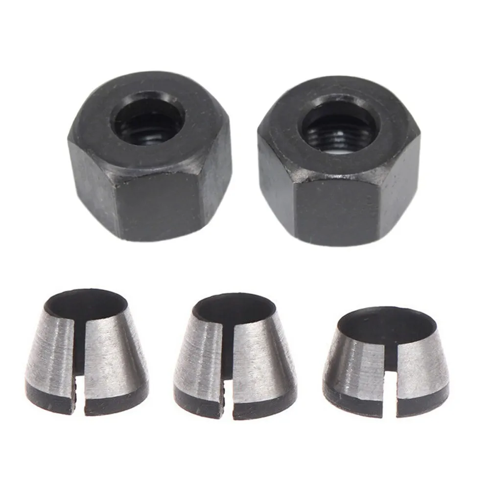 1 Set 6/6.35/8mm Collet Chuck Adapter With Nut Engraving Trimming Machine Electric Router Milling Cutter Accessories
