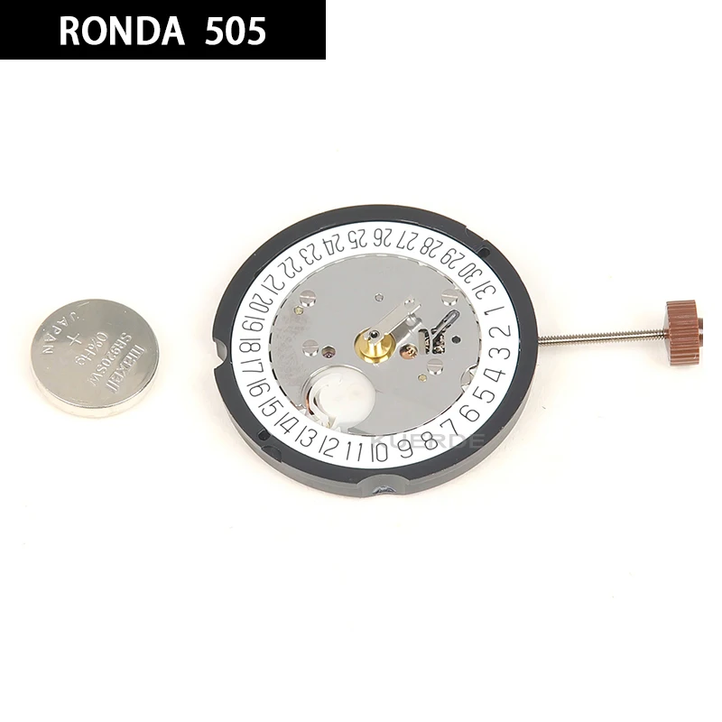 New Original Swiss RONDA 505 Quartz Movement 3 Hands Date At 3/6 Watch Movement Accessories With Battery