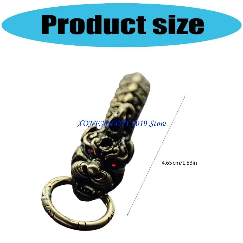 F42F Chinese Dragon Loong Keychains Fashionable Metal Holder Brass
