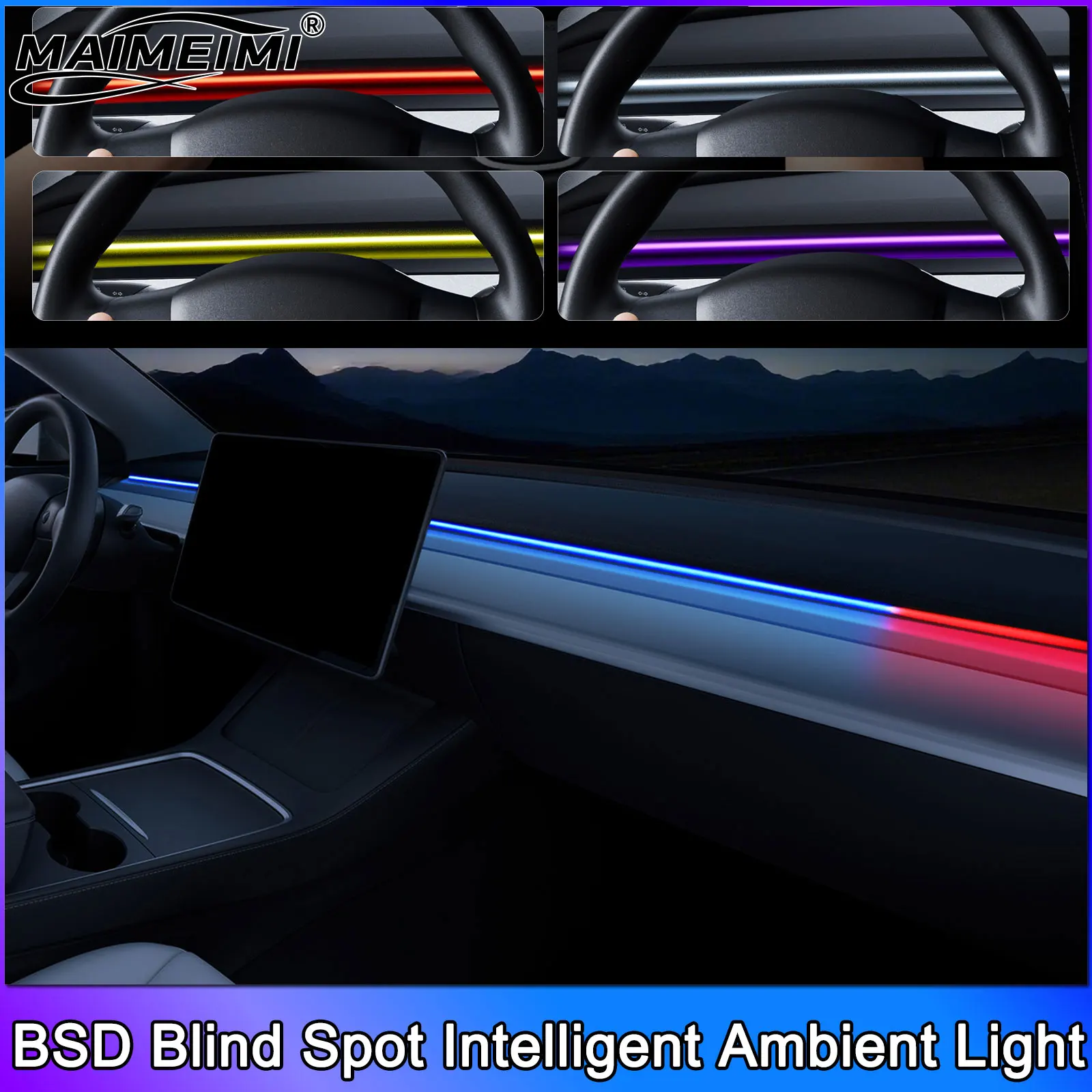 

1 комплект модели 3 Highland Smart Air Vent Система окружающего освещения Мониторинг слепых зон Система BSD для Tesla Model 3 Y 2021+