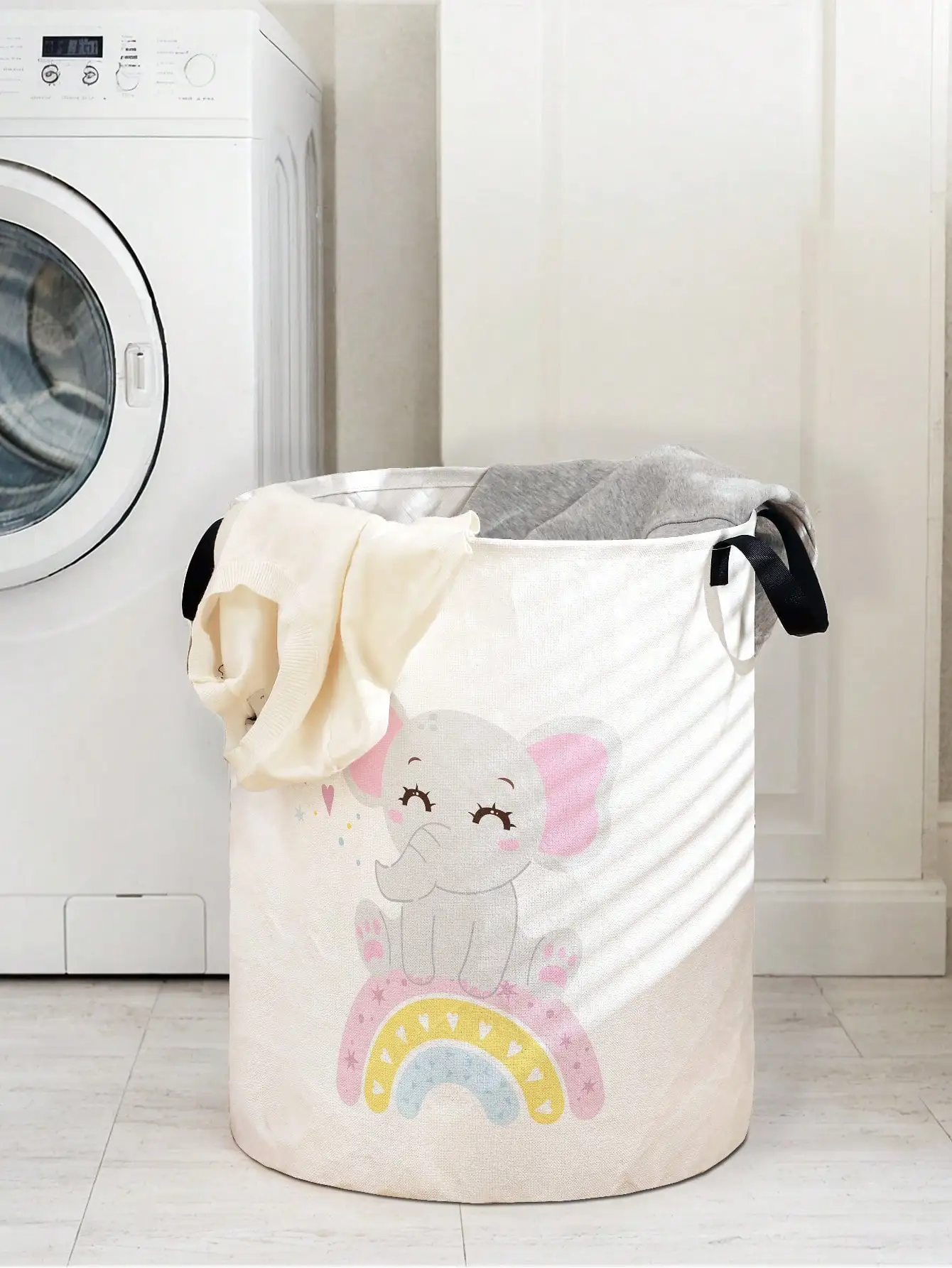 Small Elephant Laundry Basket Foldable Large Capacity Canvas Storage Bucket Children's Toy Clothing Storage Home Bathroom