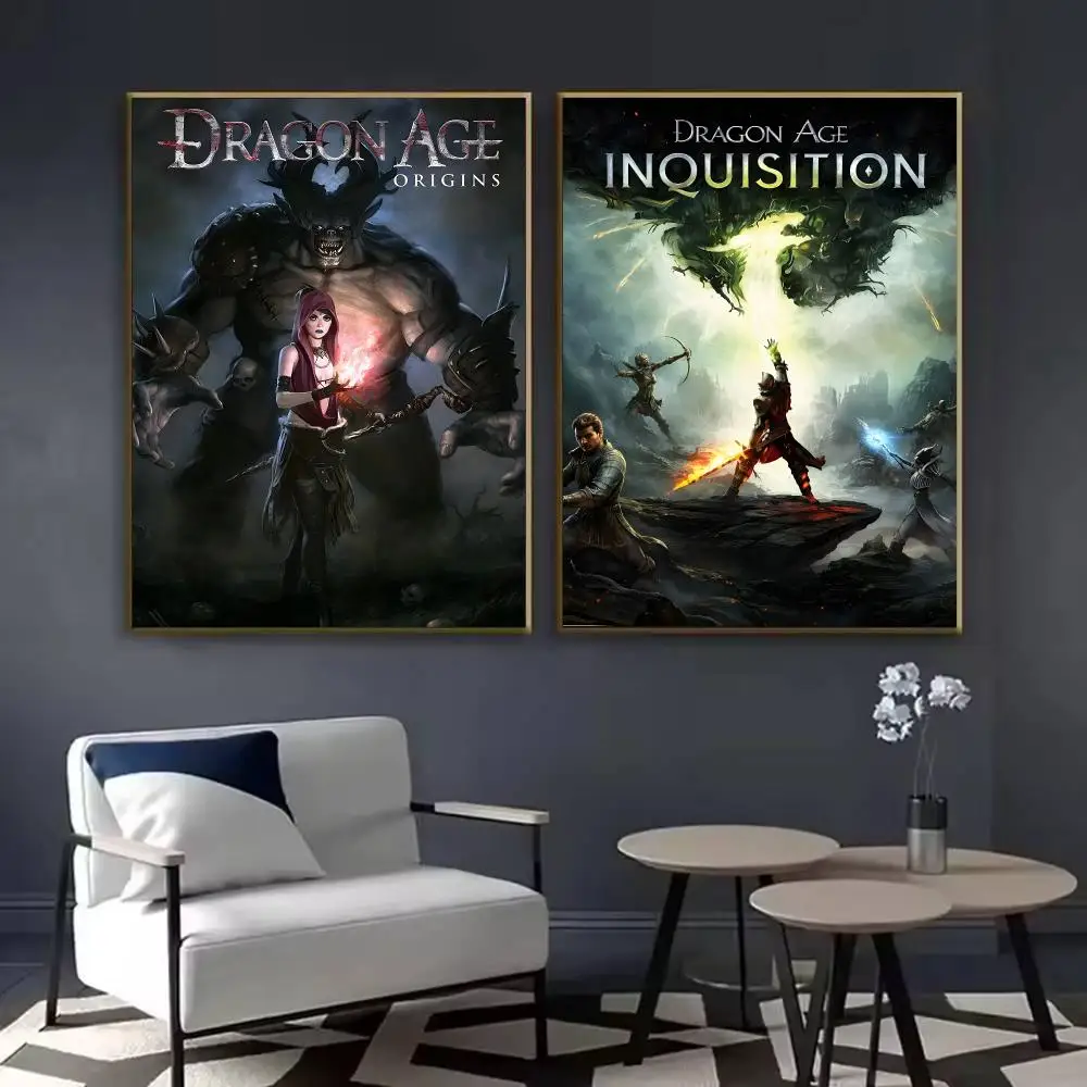 D-Dragon A-Age RPG Poster Waterproof Sticky Wall Art Print For Bedroom Living Room Hallway Bar Home Decor