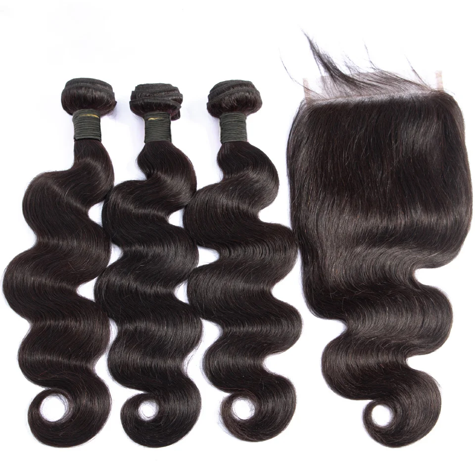 Toocci Body Wave Bundles with Closure Brazilian Hair Weave 3Bundles with Closure Natural Curl Bundles Remy Human Hair Extension