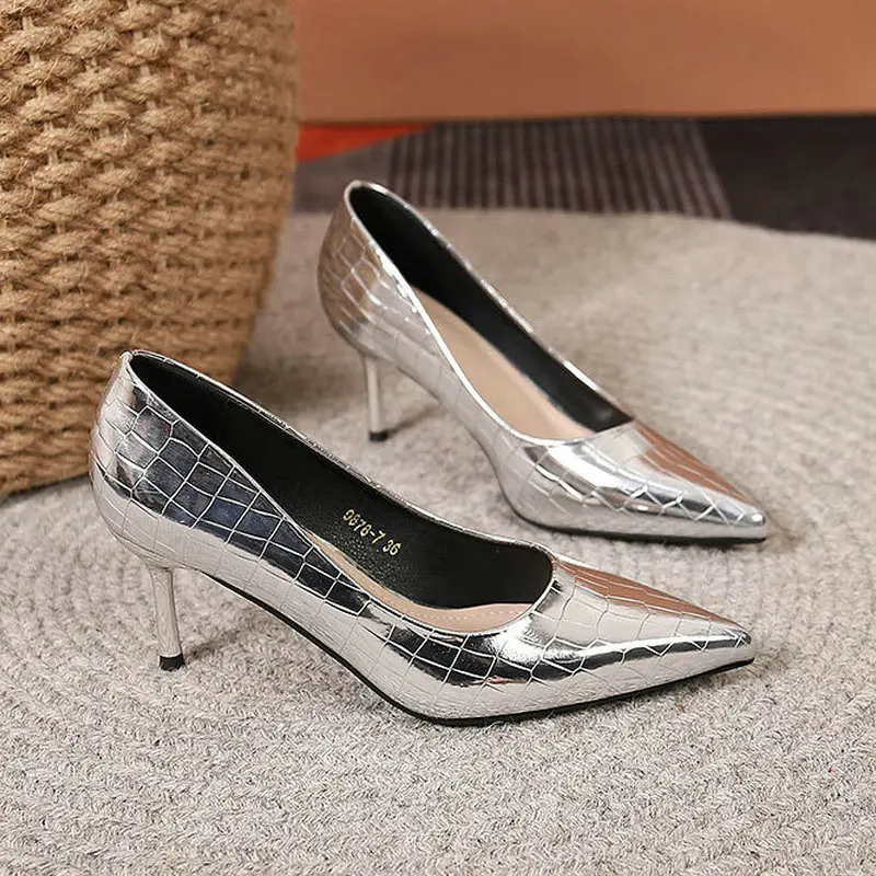 High Quality Women Shoes Patent Leather Pointed Toe Sexy High Heel Shoes Women's Heeled Party Office Wedding Women Single Shoes