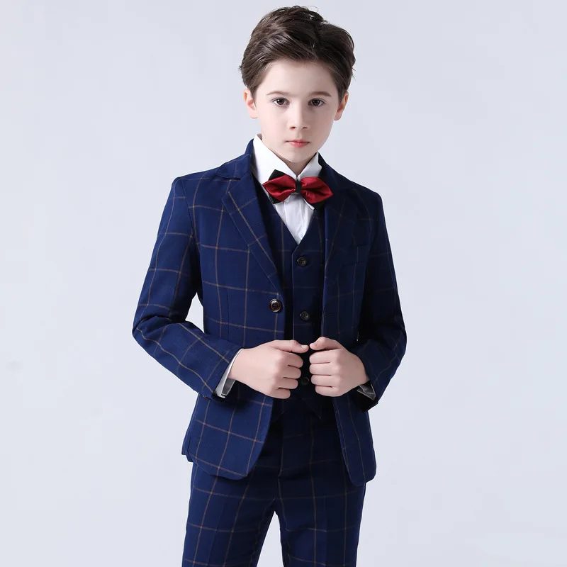 Children Formal Suit Set Teen Kids Wedding Party Performance Costume Boys Blazer Jackets Pants Bowite 3PCS Clothing Set