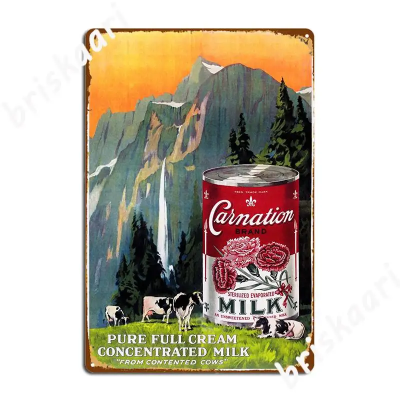 Carnation Full Cream Evaporated Milk Vintage Food Advertisement Art Metal Plaque Poster Club Living Room Tin Sign