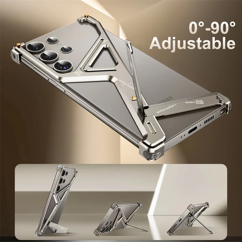 

For Samsung Galaxy S25 S24 Ultra Titanium Metal Frame Phone Case Aluminum Frameless Bracket Shockproof Cover for Galaxy S25ultra