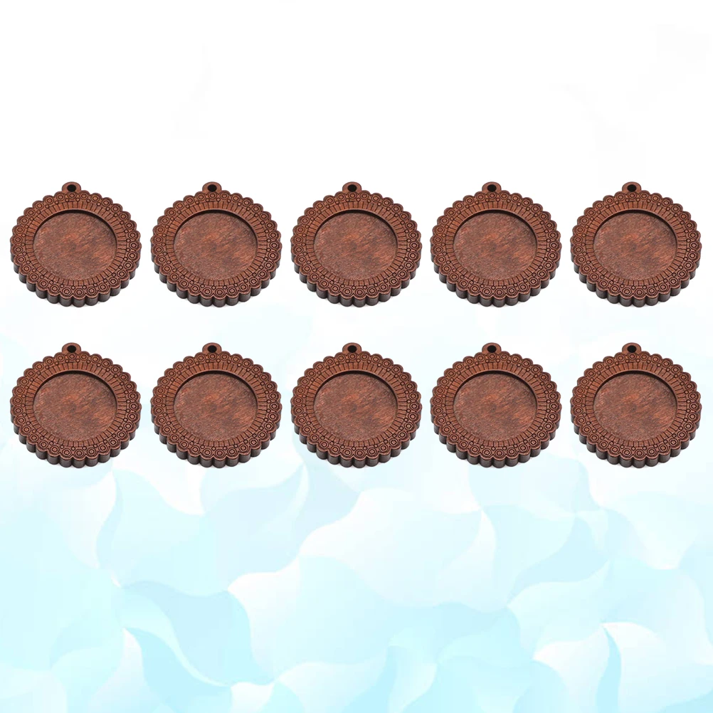 

10 Retro Round Pendant Trays Bamboo Material Durable Custom Jewelry Making Accessories Perfect Gifts Charm Tray Necklace