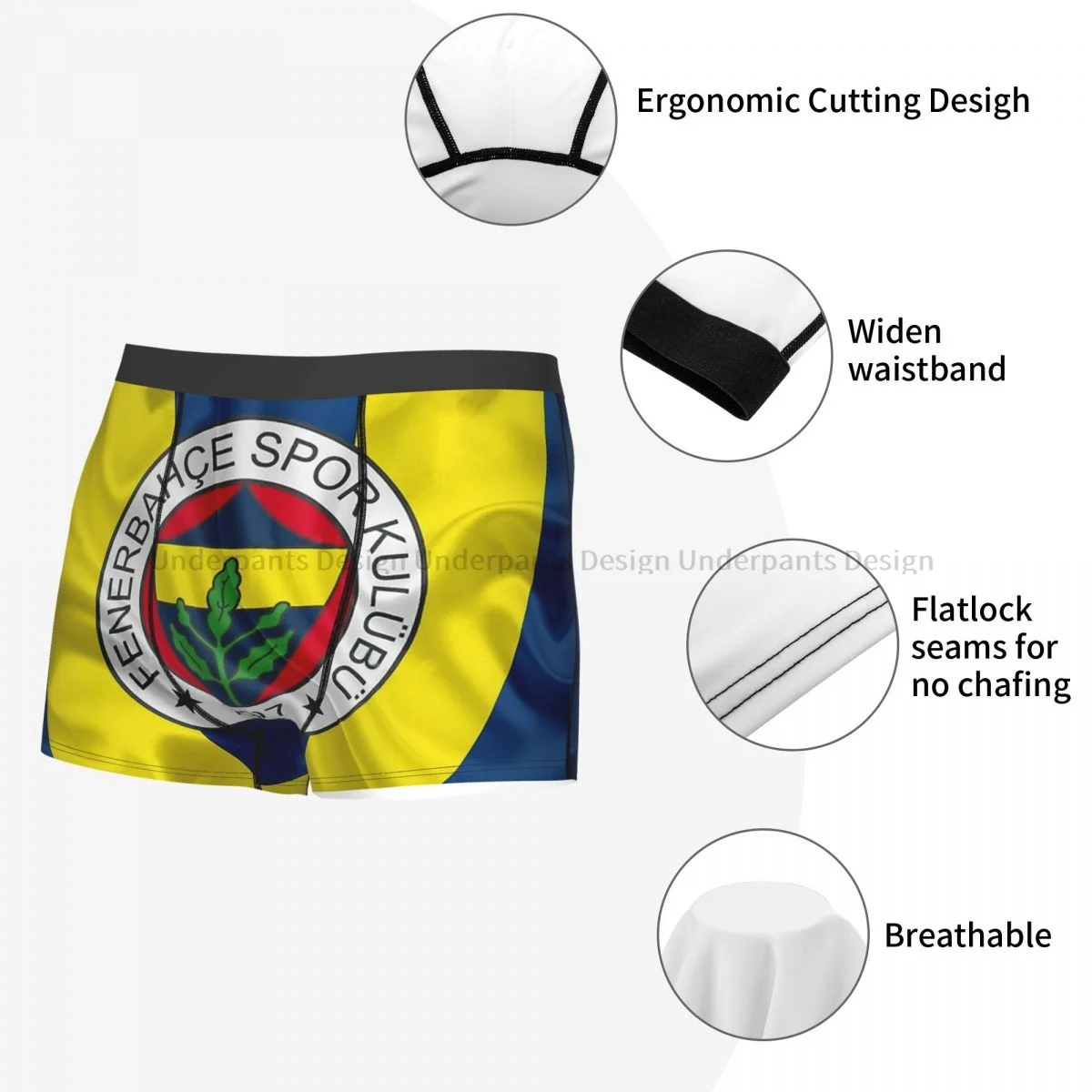 Fenerbahce National Flag Underpants Homme Panties Men\'s Underwear Ventilate Shorts Boxer Briefs