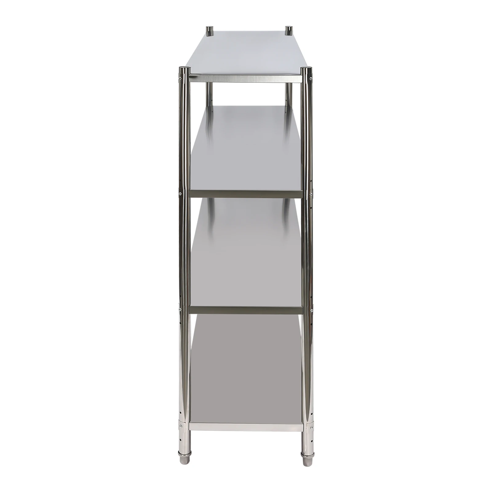 4 Layers Stainless Steel Shelving Adjustable Height  46.8*18.5*60in/70.9*17.7*59.1in/58.1*17.5*58.1in