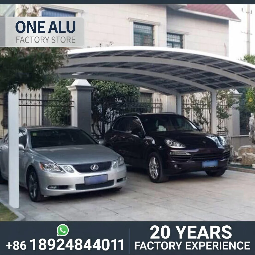 

OneAlu Precision Curved Carport: Heavy-Duty Rust-Proof Aluminum Vehicle Protection for Villa Driveways