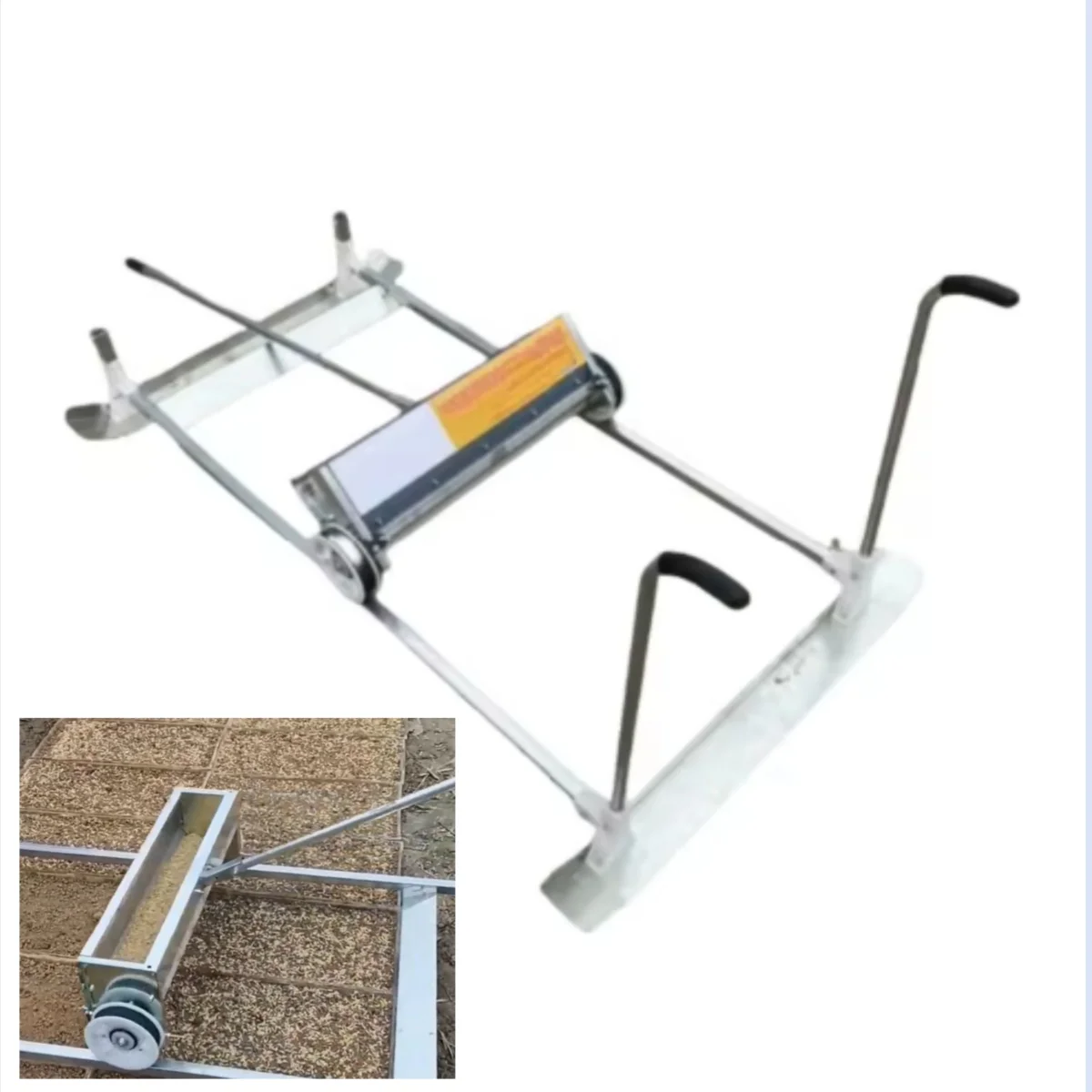Manual Rice Planting Machine Soil Cover Seeder Hand-Pushed Nursery Paddy Seeding Equipment Row-Adjustable