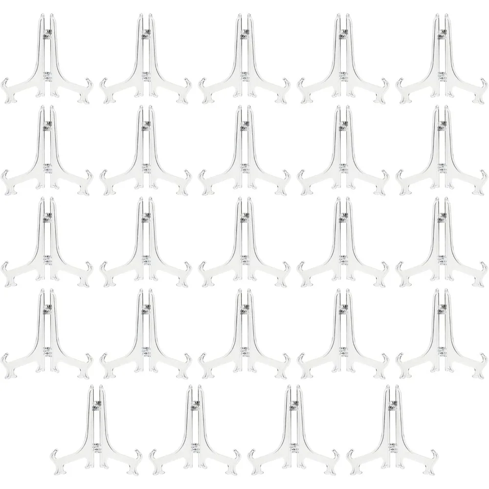 حامل حامل أكريليك شفاف صغير مكون من 24 قطعة - شاشة بلاستيكية شفافة مقاس 5.3 بوصة - حامل لافتة حامل صغير وحامل لوحة صور للتحية