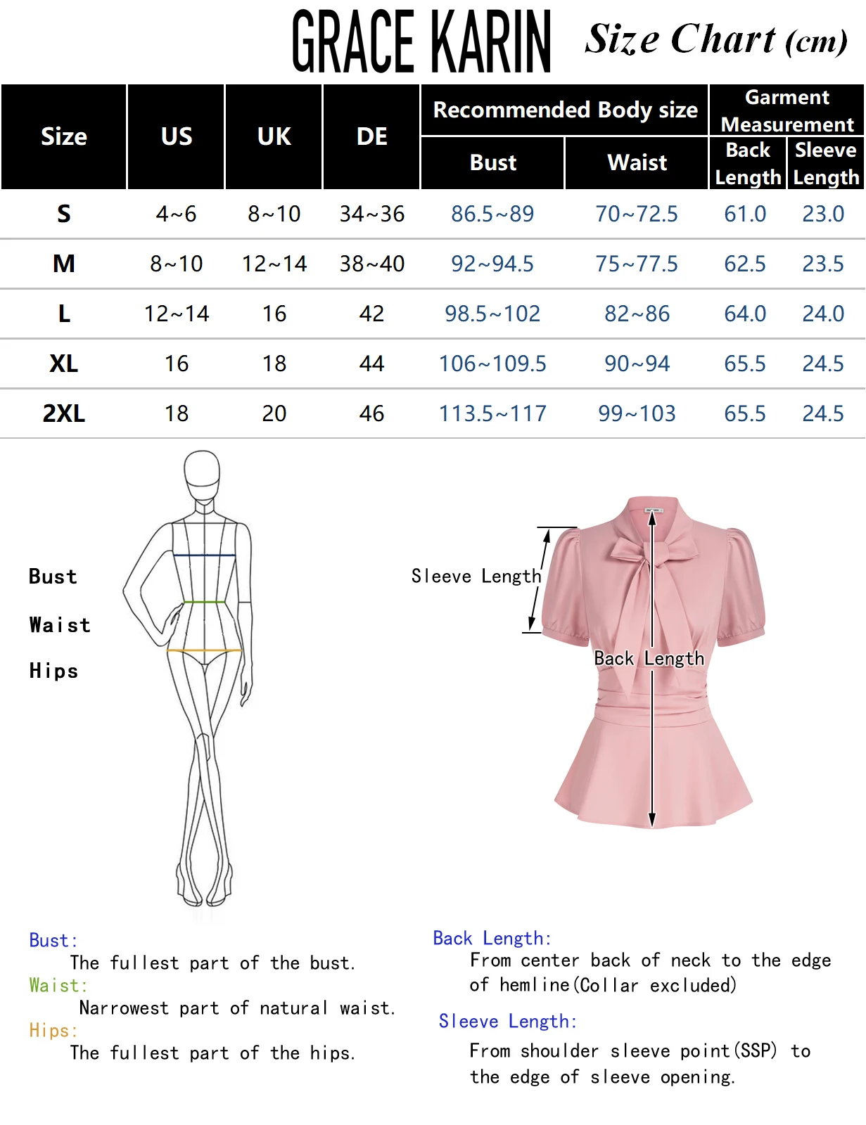 GK Women Ol Ladies Formal Blouse Peplum Hem Shirts Slim Fit Short Short Sleeve Smocked Back Tops Self-tie Bow-knot T-shirt