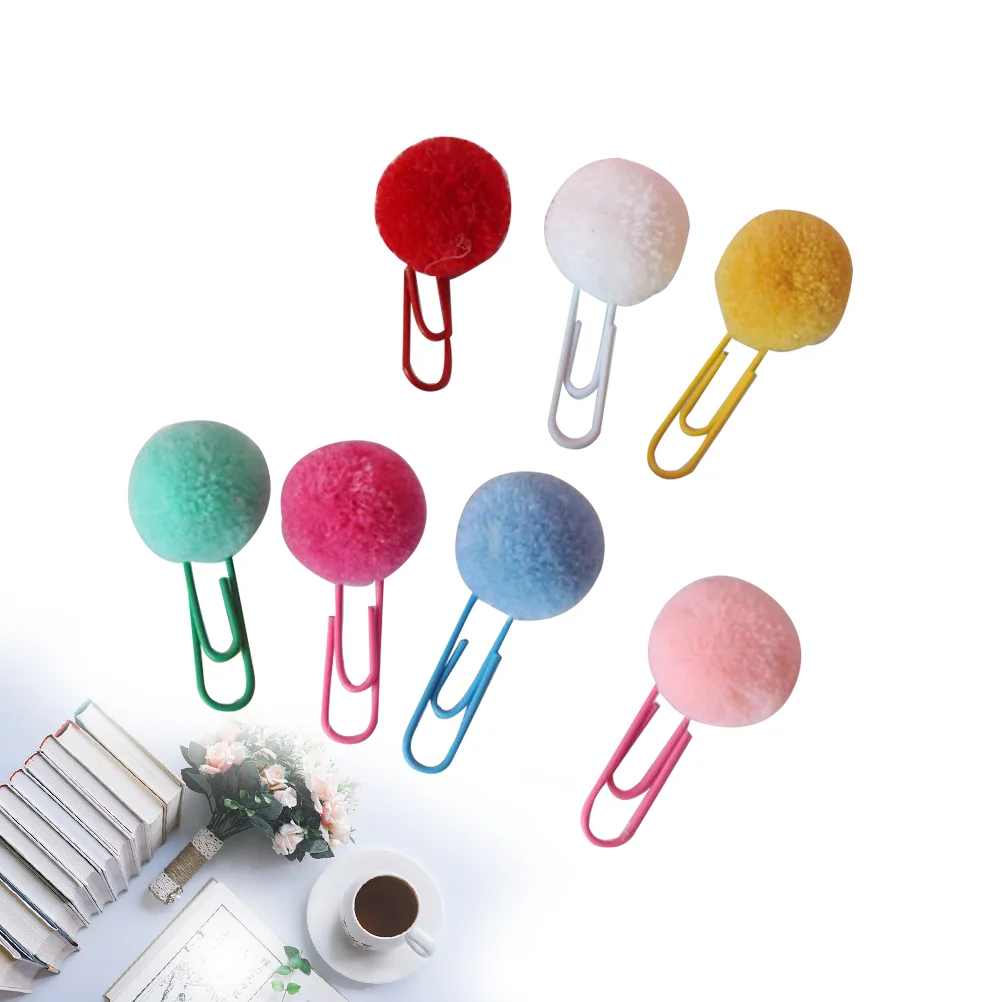 Trombones Kawaii en forme de boule en peluche, signet, pince, mémo, trombone, cadeau de nouveauté, document aléatoire, 24 pièces