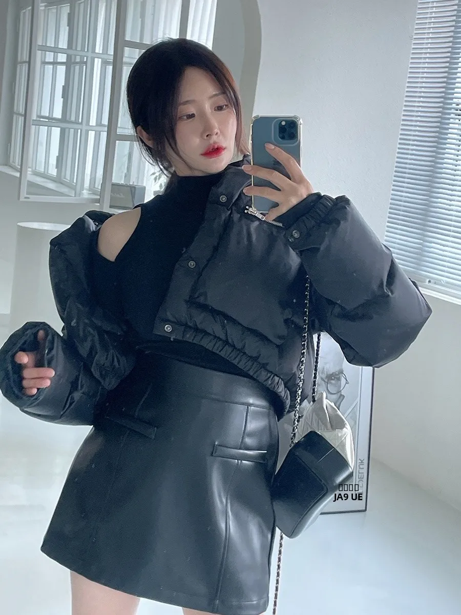 

Women's Loose Fit Thiened Cotton Jaet Stand Collar ort Puffer Coat Bread Sle Warm Winter Outerwear Long Sve