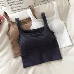 Women Tops Seamless U-Shaped Camisole Female Sexy Basic Solid Crop Top Slim Casual Streetwear Woman Summer Tank Top One-Piece