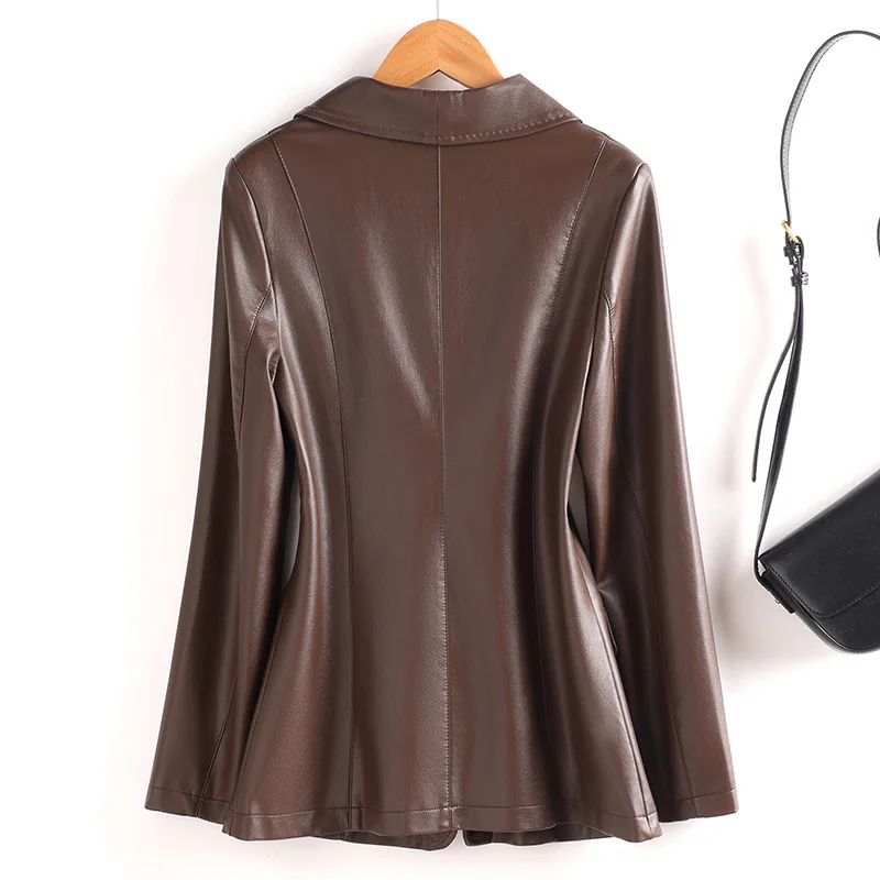 Streetwear en cuir Blazer manteau femmes PU costume veste en cuir de haute qualité femme printemps automne blazers occasionnels vêtements d'extérieur de bureau