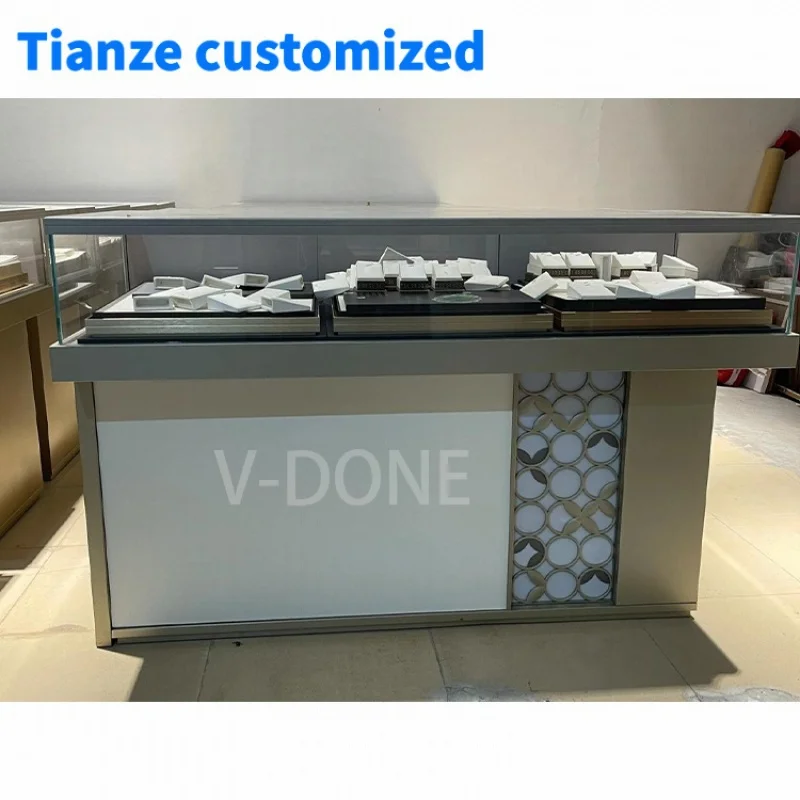 

[Customized] high end custom luxury jewelry showroom stand showcase jewellery display cabinet jewelry shop furniture design