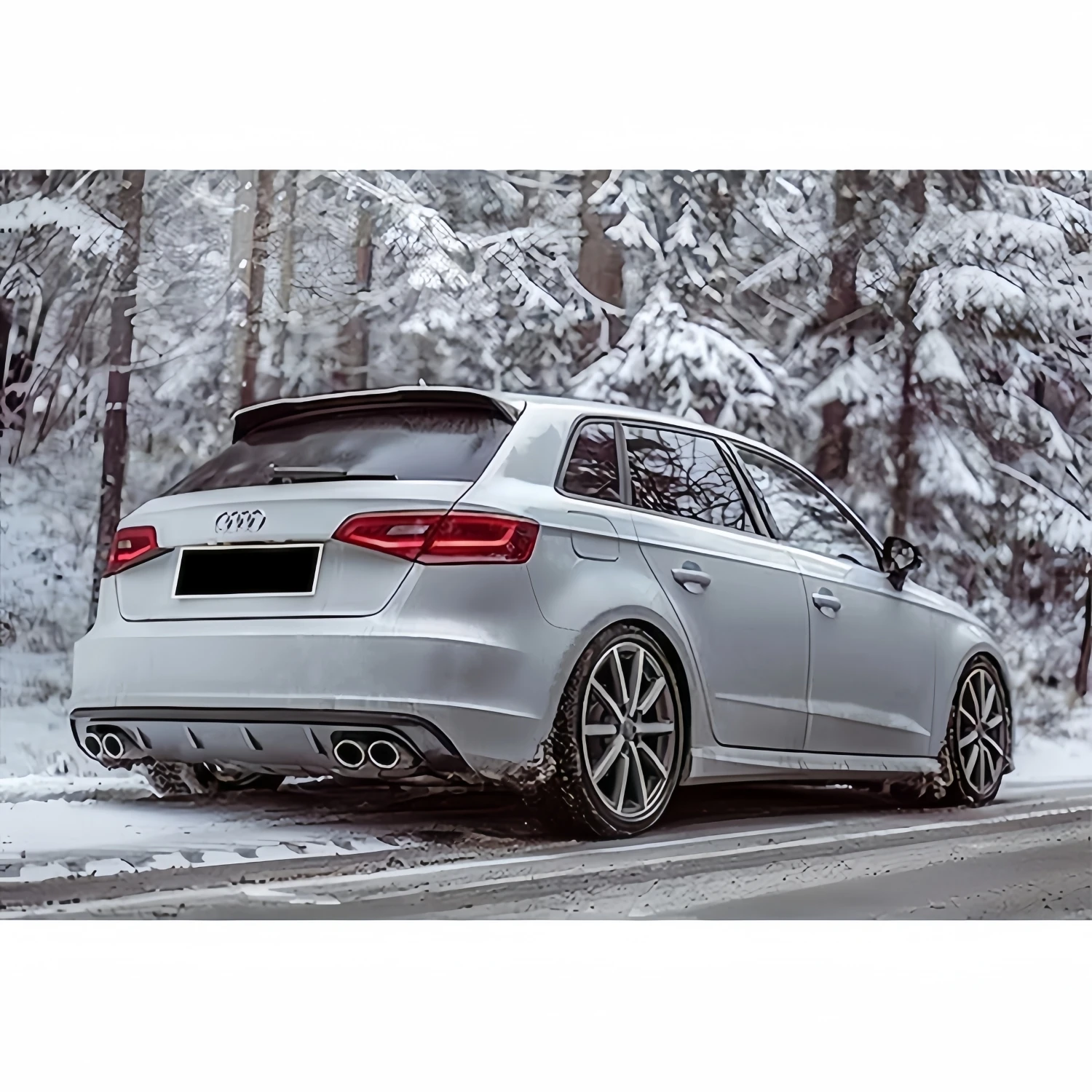 Czarny błyszczący dyfuzor tylnego zderzaka do Audi A3 8V Standard Pre Facelift 2012-2016 Sportback/Hatchback (Nie pasuje do A3 S-Line S3)