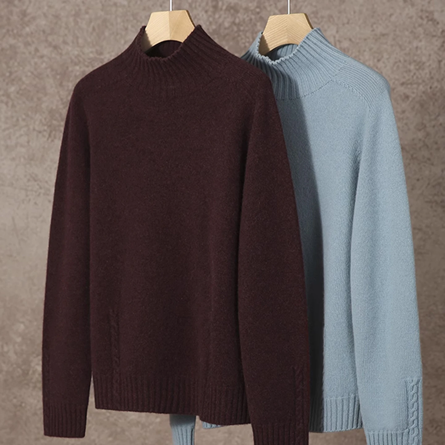 Suéter feminino 100% lã merino, de alta qualidade, gola alta, cor sólida, bainha dividida, básico, macio, quente, base de malha