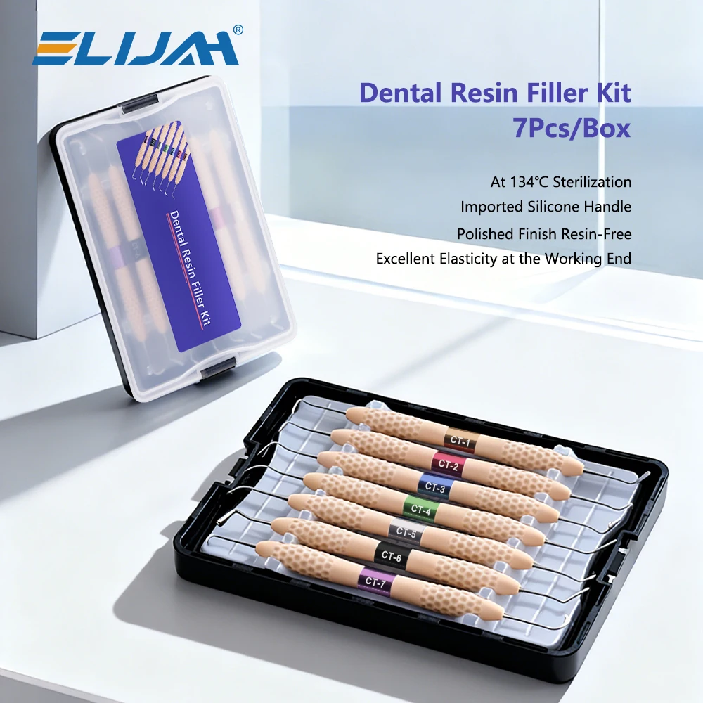 

ELIJAH Dental Silicone Handle Resin Filler Kit Aesthetic Restoration Kit for Resin Knife Spatula 134°C Autoclavable Dentist Tool
