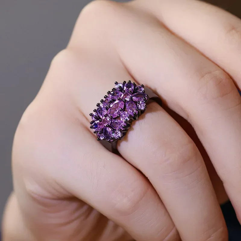 New High-end Geometric Design Floral Ring for Women, Sweet and Cool Girl Accessories, Exquisite and Personalized Style Jewelry
