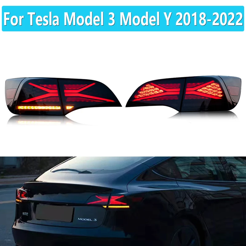 

Car Tail lights For Tesla Model 3 Model Y 2018 2019 2020 2021 2022 Car Start Up Animation Rear Lamp X-men Taillight Assemblys