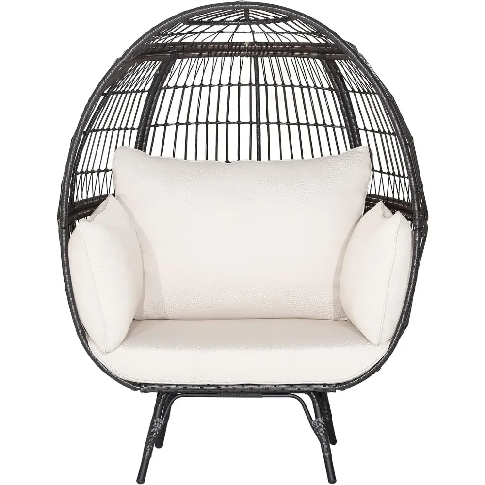 

Oversized Wicker Egg Chair, Outdoor & Indoor Hammock Chair with Thick Cushions, 2-Person PE Rattan Lounge Chair Swing Chair for