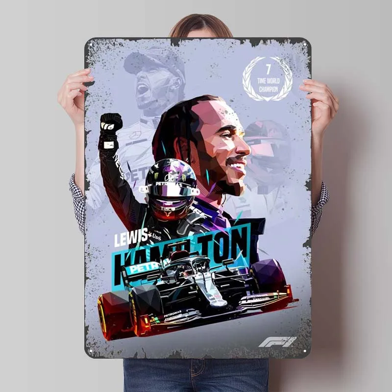 Lewis Hamilton 7 WDC Metal Poster Custom Sport Tinplate Sign Garage Decoration Living Room Metal Signs for Wall Art Decoration