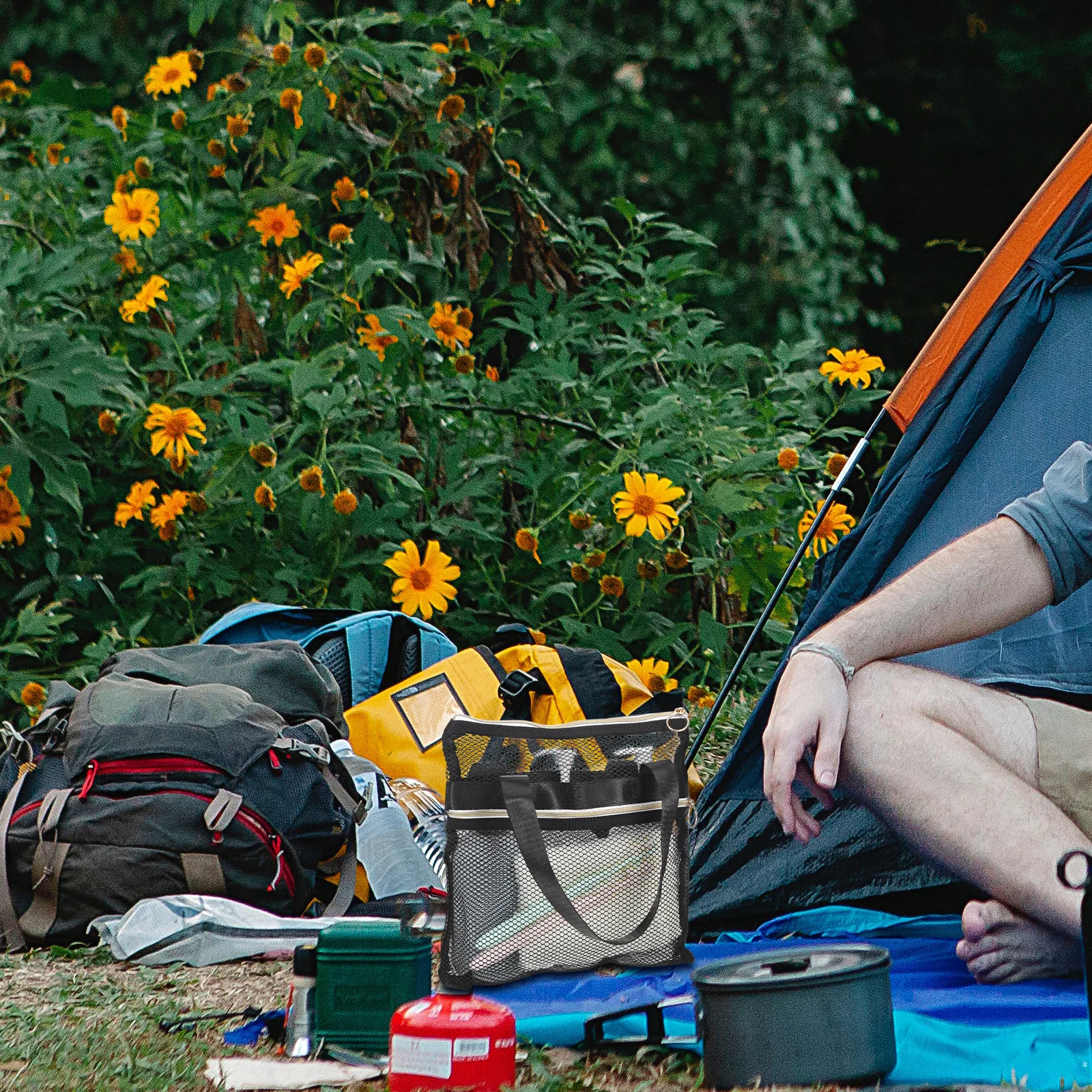 

2Pcs Dorm Shower Bag Compact Travel Bathroom Organizer Mesh Design with Handles for Women Men Gym Pool Beach Trips