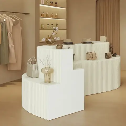 접이식 휴대용 다층 탈착식 흰색 오르간 종이 디스플레이 스탠드, 전시 핸드백 신발 펜던트 라이저 쇼케이스, 3M